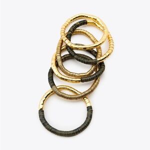 NWOT. Zara Golden Pack of Six Combined Elastic Bracelets.